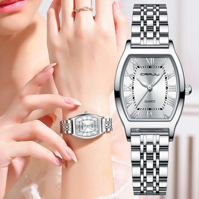 Relógio Crrju Negócios Casual Feminino De Quartzo Prata