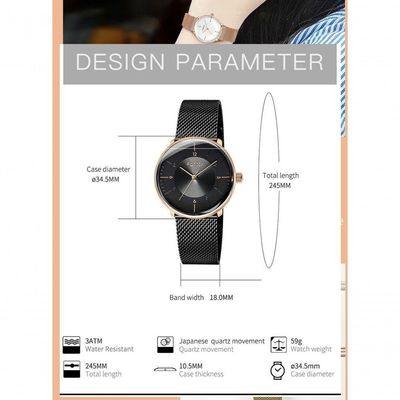 Relógio Feminino Fantor Wf1021l à Prova D'água Preto