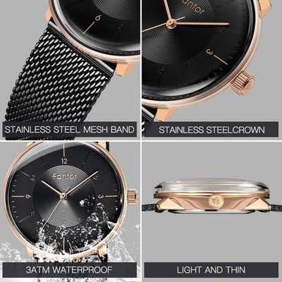 Relógio Feminino Fantor Wf1021l à Prova D'água Preto