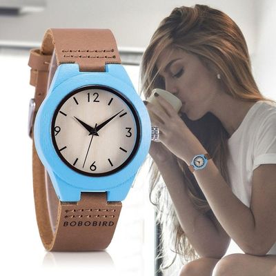 Relógio Feminino De Madeira Bobo Bird Wls05 Não à Prova D'água Amarela