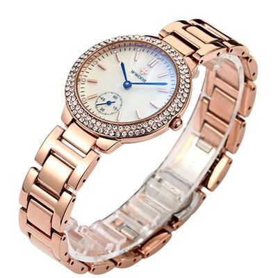 Relógio Feminino Inox Rose Moda Casual A Prova D'Água
