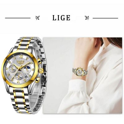 Relógio Feminino Analogico De Quartzo Pulseira Em Aço Casual