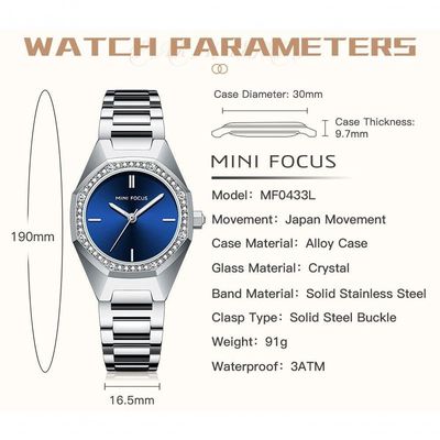 Relógio De Quartzo Feminino Mini Focus Mf0433l à Prova D'água Prata Ouro