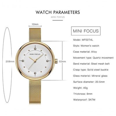 Relógio Feminino Mini Focus Mf0274l.01 à Prova D'água Azul