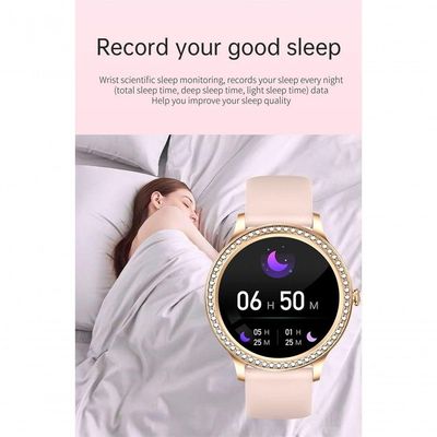 Relógio Smartwatch Feminino Foxbox 1841 À Prova D'Água Bege Chamada Bluetooth