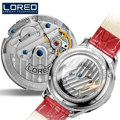 Relógio Feminino De Luxo Loreo 1101 à Prova D'água Vermelho Escuro