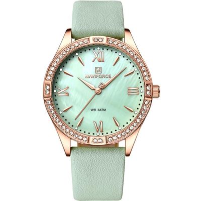 Relógio De Quartzo Feminino Estilo Casual Design Com Strass A Prova D´agua Verde