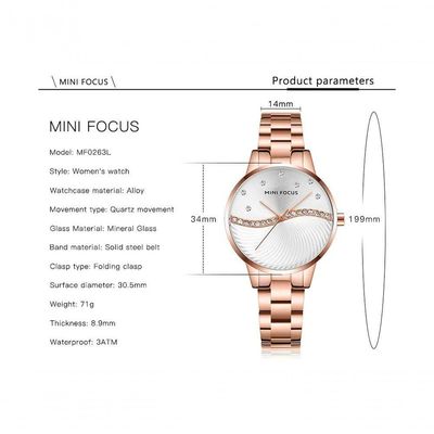 Relógio Feminino Mini Focus Mf0263l à Prova D'água Prata