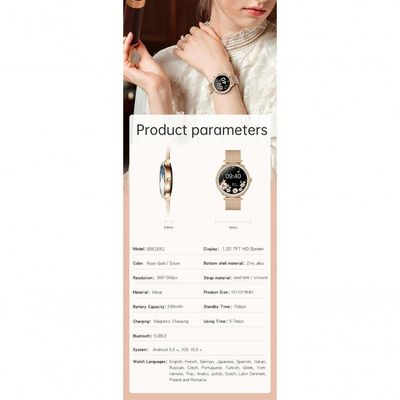 Relógio Smartwatch Feminino Foxbox 1841 À Prova D'Água Vermelho Escuro Chamada Bluetooth