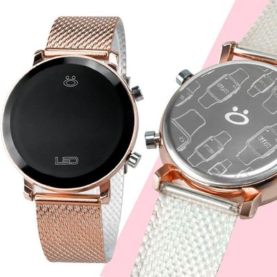 Relogio Feminino Aço Inox Silicone Digital Rose Led + Caixa Social Resistente Presente