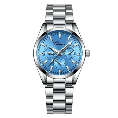 Relógio De Pulso Feminino Chenxi 006b à Prova D'água Azul Claro