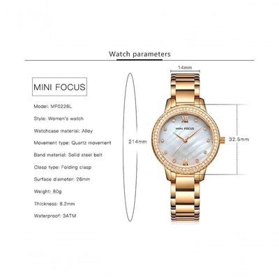 Relógio Feminino Mini Focus Mf0226l à Prova D'água Prata