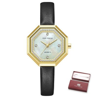 Relógio Feminino Mini Focus Mf0304l à Prova D'água Ouro Preto