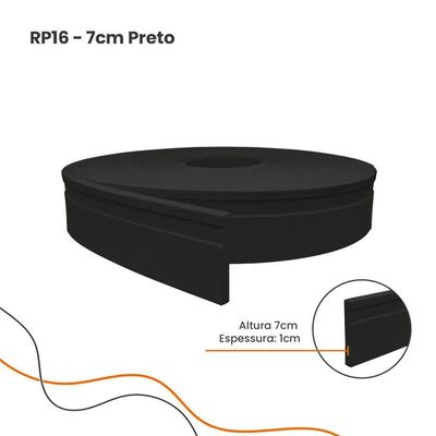 Rodapé Eva Autocolante 7cm Altura Rp16 Preto Metro