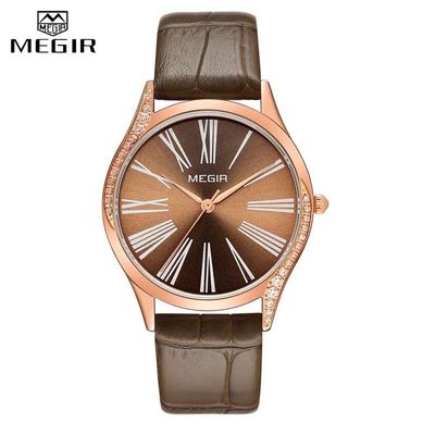 Relógio Feminino Megir 4212 à Prova D'água Castanho