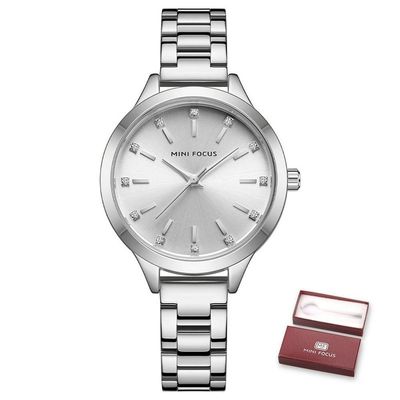 Relógio De Pulso Feminino Mini Focus Mf0367l à Prova D'água Prata