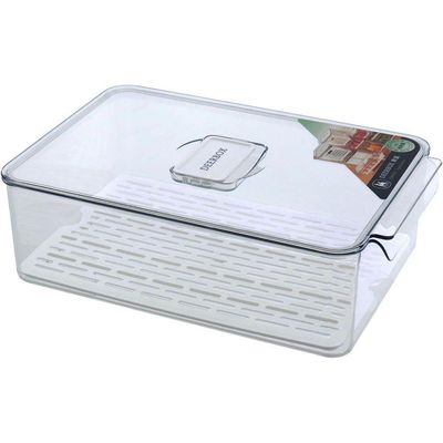 Caixa Organizadora Para Geladeira Com Tampa Acrilico 10x21x32cm