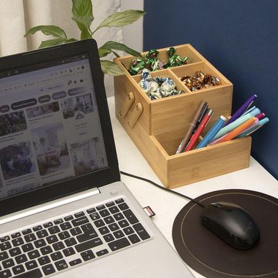Caixa Organizadora De Bambu Oikos Com 2 Andares Retangular