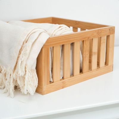 Cesto Vazado De Bambu Oikos Organizador 24cm Quadrado