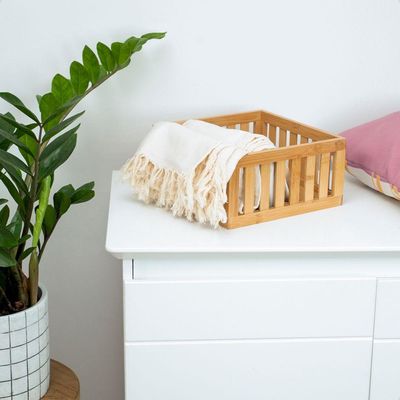 Cesto Vazado De Bambu Oikos Organizador 24cm Quadrado
