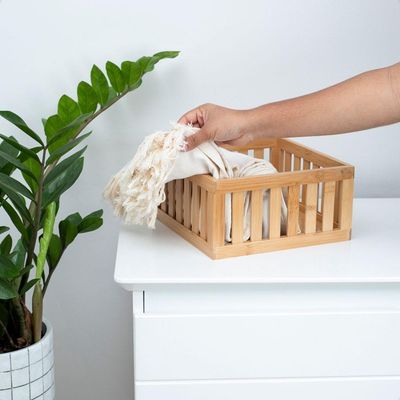 Cesto Vazado De Bambu Oikos Organizador 24cm Quadrado