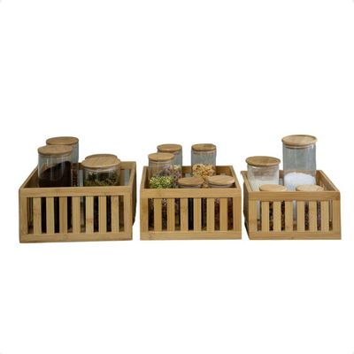 Cesto Vazado De Bambu Oikos Organizador 24cm Quadrado