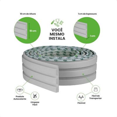 Painel Ripado Laminado De Eva Autocolante Flexível Rolo 5mt Cinza