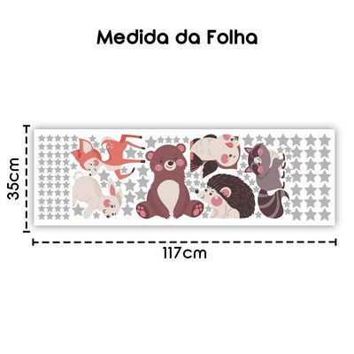 Adesivos De Parede Animais Bichinhos Estrelas Titulo Rosa