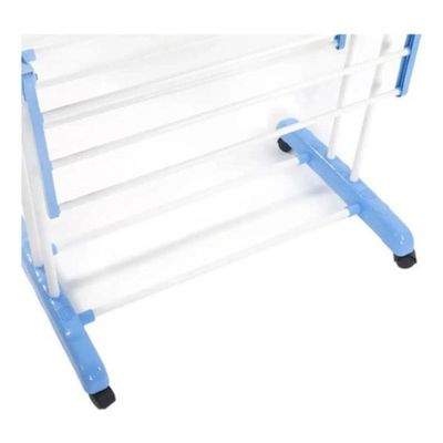 Varal De Chão Pra Roupa Inox 3 Três Andares Retrátil Cor Azul