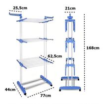 Varal De Chão Pra Roupa Inox 3 Três Andares Retrátil Cor Azul