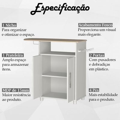 Balcao Tabua De Passar 2 Portas B04 Branco Novam Branco