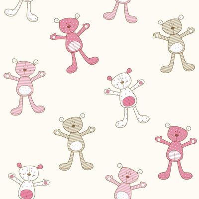 Papel De Parede Fofura Baby Ursinhos Rosa E Marrom Ff4051