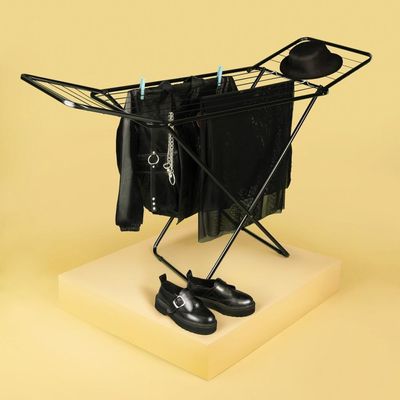 Kit 2 Varal De Chão Com Abas Retrátil Slim Preto Mor