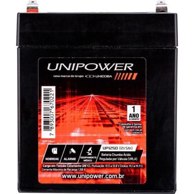 Bateria Estacionária Selada 12v 5ah Vrla Up1250 Unipower