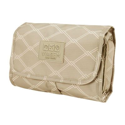 Necessaire 3 Em 1 Para Viagem Estampa Listrada Jacki Design Creme
