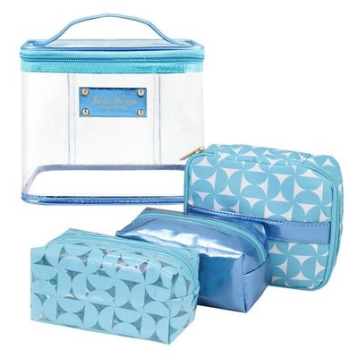 Kit De Necessaire Com 4 Pçs Glitz Jacki Design Azul