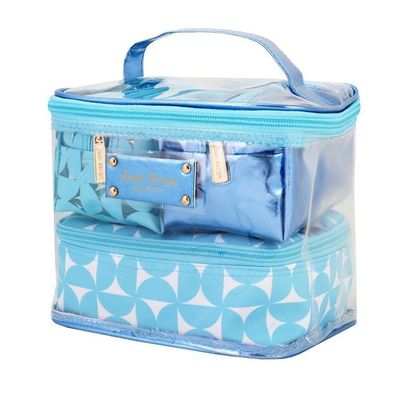 Kit De Necessaire Com 4 Pçs Glitz Jacki Design Azul
