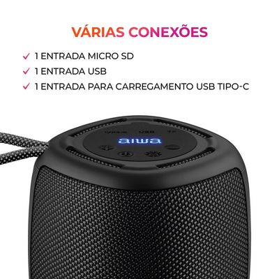 Caixa de Som Speaker AIWA SP-03-B 15W Bluetooth IPX4 RGB BIV