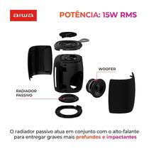 Caixa de Som Speaker AIWA SP-03-B 15W Bluetooth IPX4 RGB