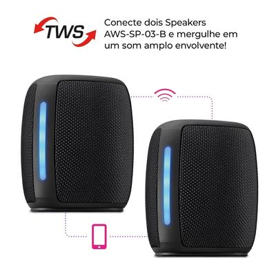 Caixa de Som Speaker AIWA SP-03-B 15W Bluetooth IPX4 RGB BIV