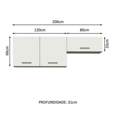 Kit 2 Armários Aéreos 3 Portas Rustic/Branco