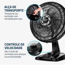Ventilador De Mesa 40cm Turbo Nvt-40-8p-b Preto/prata 110V