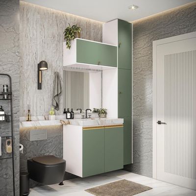 Conjunto Para Banheiro Kappesberg Celeste 5 Peças Branco/verde 116,5cm