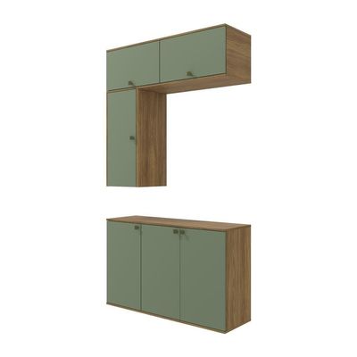 Conjunto Para Banheiro Kappesberg Celeste 4 Peças Nogueira/verde 120cm