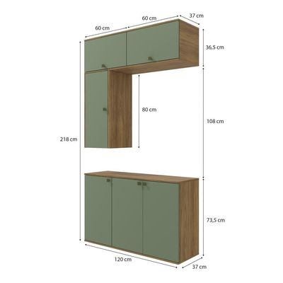 Conjunto Para Banheiro Kappesberg Celeste 4 Peças Nogueira/verde 120cm