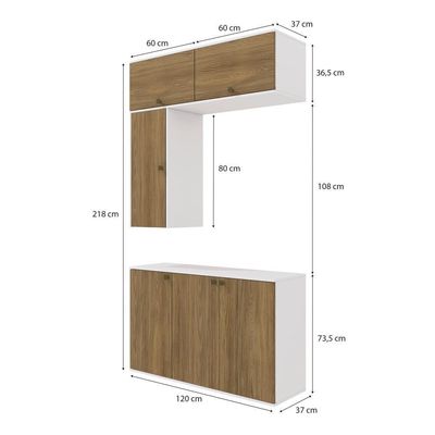 Conjunto Para Banheiro Kappesberg Celeste 4 Peças Branco/nogueira 120cm