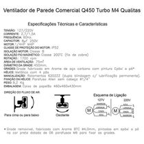 Ventilador De Parede Comercial Q450 Turbo M4 Qualitas