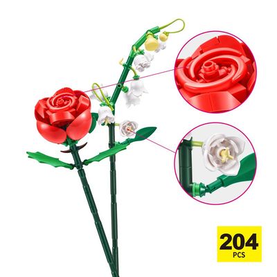 Blocos de Montar Max Premium Flowers - Rosa 204 pçs