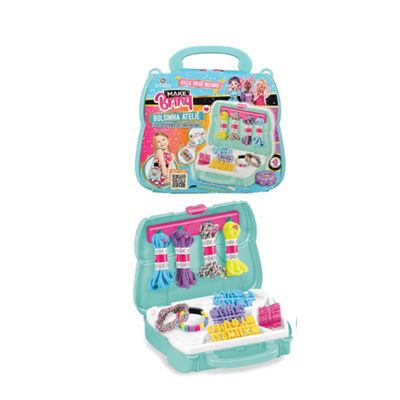 Kit Bolsinha Ateliê Infantil Pulseira Letra Azul - Polibrinq