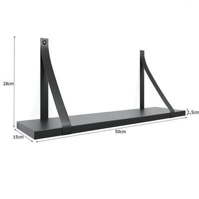 Prateleira Em Mdf Preto 50x15cm Com Alça Cor Preto